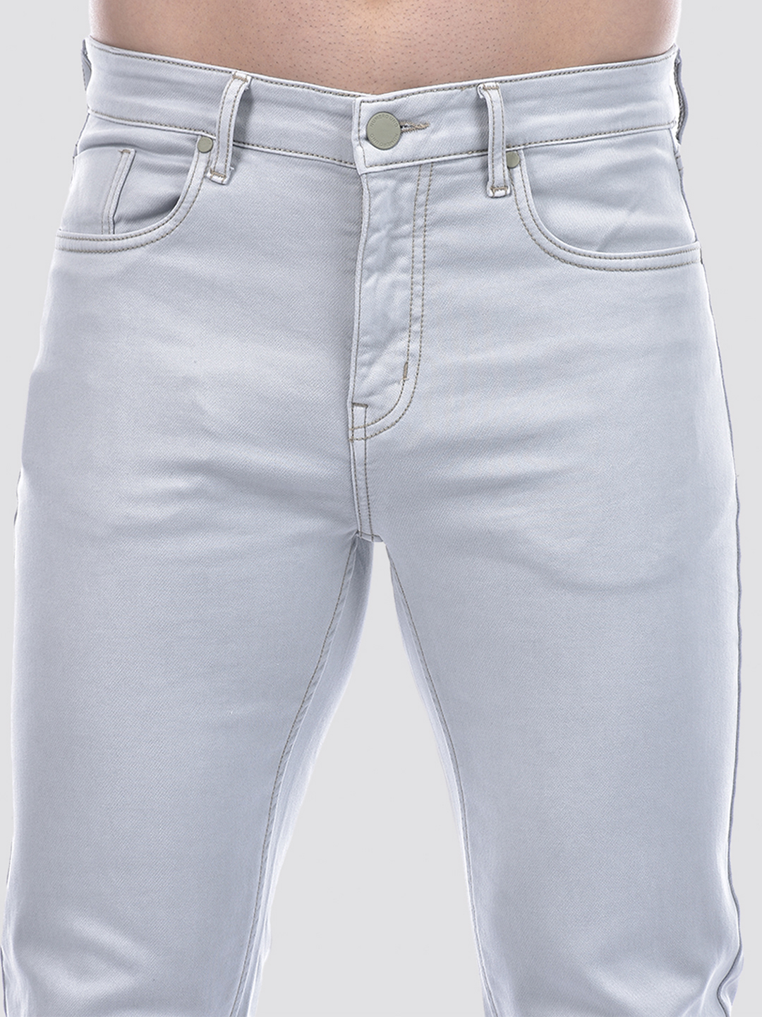 Numero Uno Men Solid Light Grey Jeans